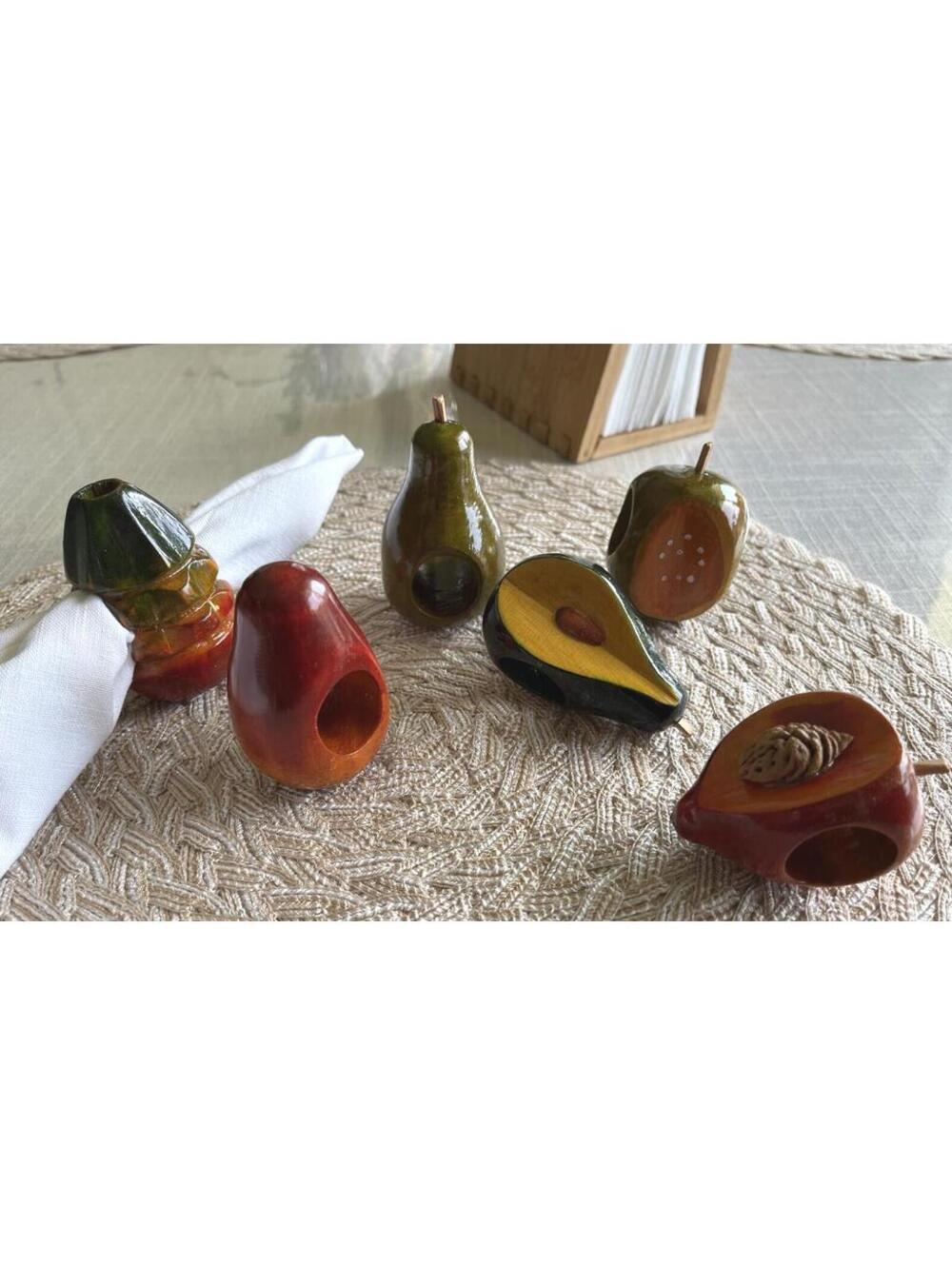 Set of 6 Fruit-Shaped Napkin Rings